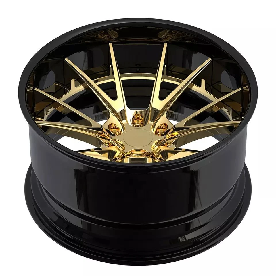 Kipardo 18 19 20 21 22 23 Inch Customized Golden Rim High Polished Deep Concave 2 3 Pieces Custom Forged Wheels 5X112 5X114.3 5X130 5X120 5X112 5X115 5X110